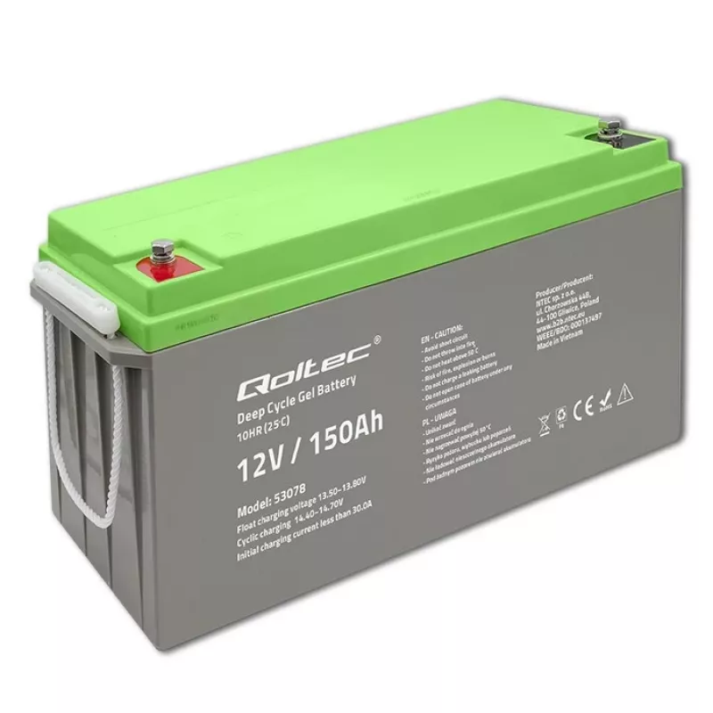 Qoltec Deep Cycle Gel Battery 12V 150Ah 44.5kg