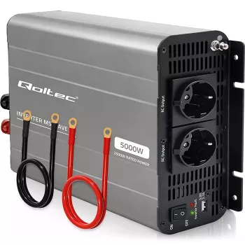 Qoltec Modified Sine Wave Power Inverter 12V to 230V 2500W/5000W with USB, LiFePO4 GEL AGM Compatible
