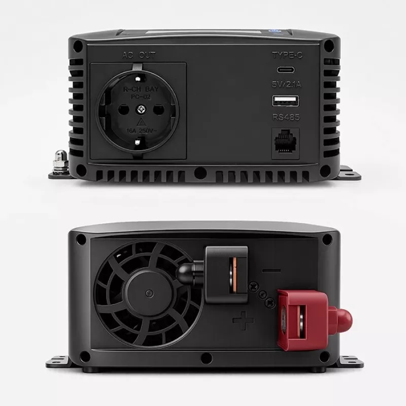 Qoltec Pure Sine Wave Inverter 12V to 230V 1000W/2000W with LCD, USB, USB-C, LiFePO4/GEL/AGM Compatible