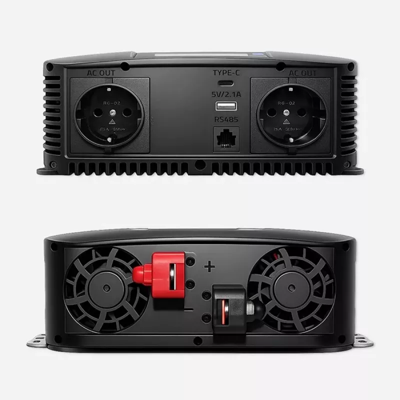 Qoltec Pure Sine Wave Inverter 12V to 230V 1500W/3000W with LCD USB USB-C for LiFePO4 GEL AGM