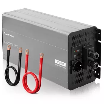 Qoltec Pure Sine Wave Inverter 12V to 230V 4000W/8000W with USB and LCD, LiFePO4/GEL/AGM Compatible
