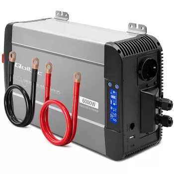 Qoltec Pure Sine Wave Inverter with UPS 12V to 230V 3000W/6000W LCD USB USB-C LiFePO4 GEL AGM