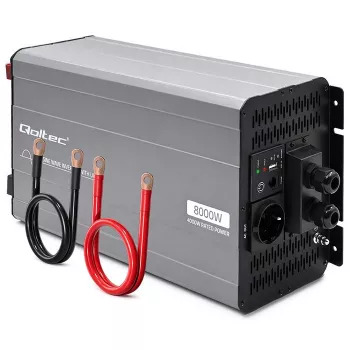 Qoltec Pure Sine Wave Inverter with UPS 12V to 230V 4000W/8000W USB LiFePO4 GEL AGM