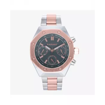 RADIANT Men's Analog Quartz Watch RA628704 - 44mm Stainless Steel Case, Black Dial, Silver Milanese Mesh Bracelet, 5 ATM