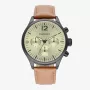 RADIANT Men's Analog Quartz Watch RA641704 43mm Stainless Steel Case Black Dial Leather Strap