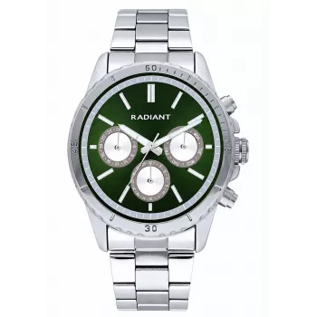 RADIANT Men's RA640702 Watch – 44mm Stainless Steel, Quartz, Black Dial, Silver Bracelet