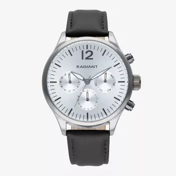 RADIANT Men's Watch RA641703 (43mm) - Analog Quartz with Black Leather Strap