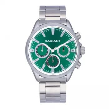 RADIANT RA589702 Men's Analog Quartz Watch 44mm Stainless Steel Silver Black