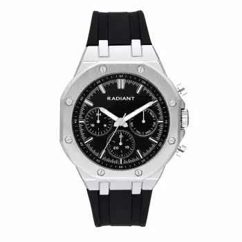 RADIANT RA651704 Men's Analogue Quartz Watch – 44mm Stainless Steel Black Dial Silver Bracelet