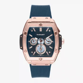 RADIANT RA655204 Men's Analog Quartz Watch 42mm Stainless Steel Black Dial Leather Strap