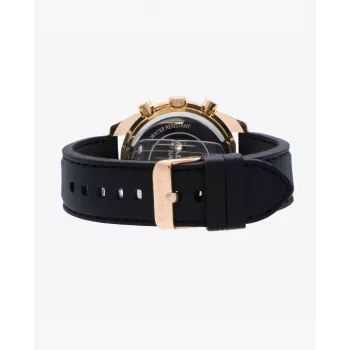 RADIANT RA668709 Men's Analog Quartz Wrist Watch 44mm Black Dial Leather Strap