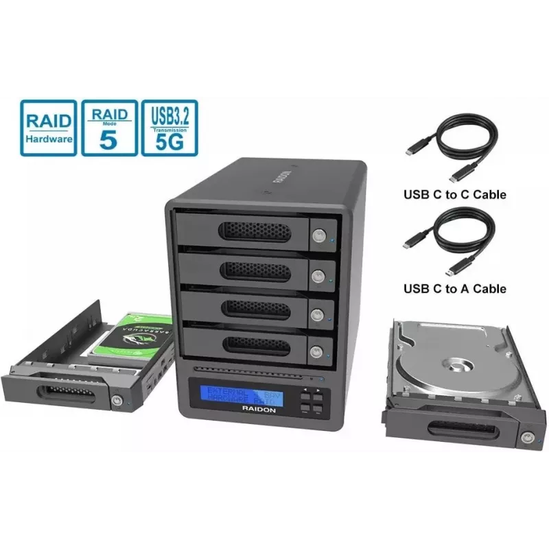 RAIDON GR5640-SBA31 4-Bay SATA HDD/SSD Enclosure USB 3.1 Gen 2 eSATA Hardware RAID