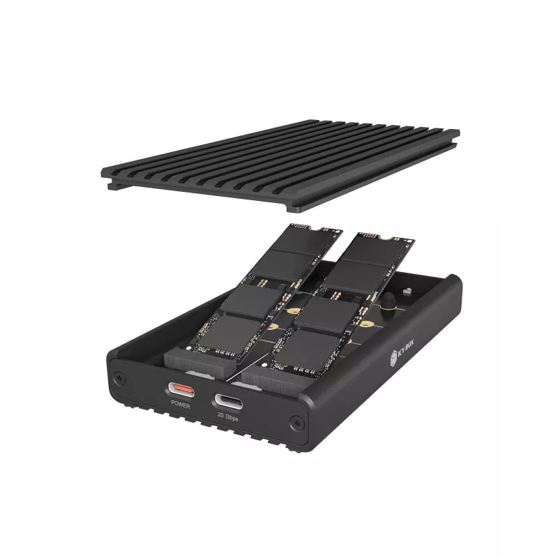 Raidsonic IB-2817M-C32 External Enclosure for 2x NVMe SSD with USB 3.2 Gen 2x2 Type-C
