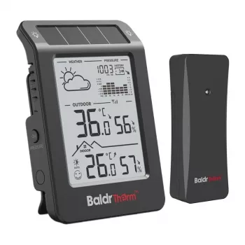 RAINPOINT BALDRTHERM B0596WT2H2P-V1 Solar-Powered Weather Station with Wireless Outdoor Sensor, Black