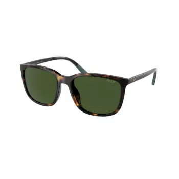 Ralph Lauren Men's PH4185U Sunglasses - Shiny Black Square Frame, Dark Grey Lenses, 56mm