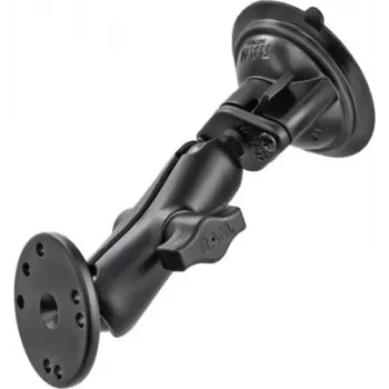 RAM Mounts Suction Cup Mount with AMPS Adapter - B-Ball (1 inch), Diamond Base Plate, Medium Arm, Round Base Plate (RAM-B-166-202U)