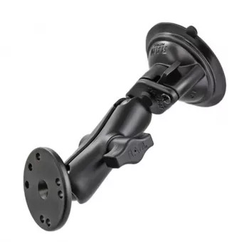 RAM Mounts Suction Cup Mount with AMPS Adapter - B-Ball (1 inch), Diamond Base Plate, Medium Arm, Round Base Plate (RAM-B-166-202U)