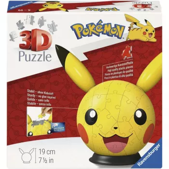 Ravensburger 3D Puzzleball Pokémon Pikachu with Ears - 54 Pieces