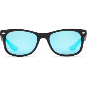 Ray-Ban Junior RJ9052S100S55 Sunglasses - Shiny Black Frame, Light Blue Mirror Lens, 48mm