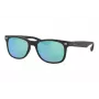 Ray-Ban Junior RJ9052S100S55 Sunglasses - Shiny Black Frame, Light Blue Mirror Lens, 48mm