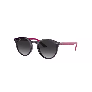 Ray-Ban Junior RJ9064S70218G Children's Sunglasses, Round, Transparent Pink Frame, Grey Gradient Lens, 44 mm
