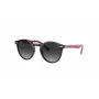 Ray-Ban Junior RJ9064S70218G Children's Sunglasses, Round, Transparent Pink Frame, Grey Gradient Lens, 44 mm