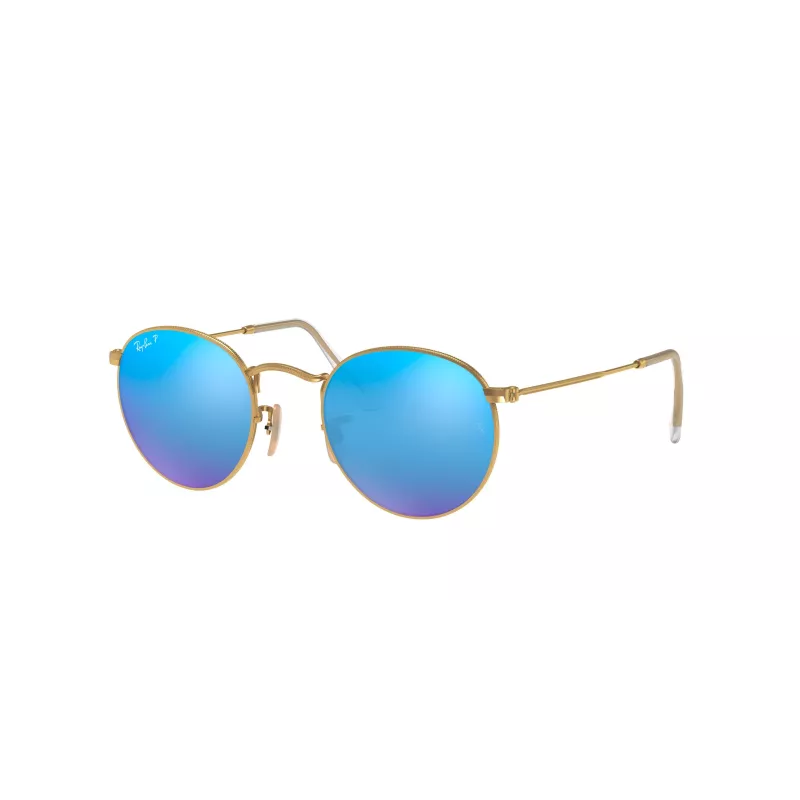 Ray-Ban RB3447 Round Metal Sunglasses Gold/Orange Flash 50mm