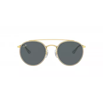 Ray-Ban RB3647N Round Double Bridge Sunglasses Copper Frame Light Blue Gradient Lens 51mm