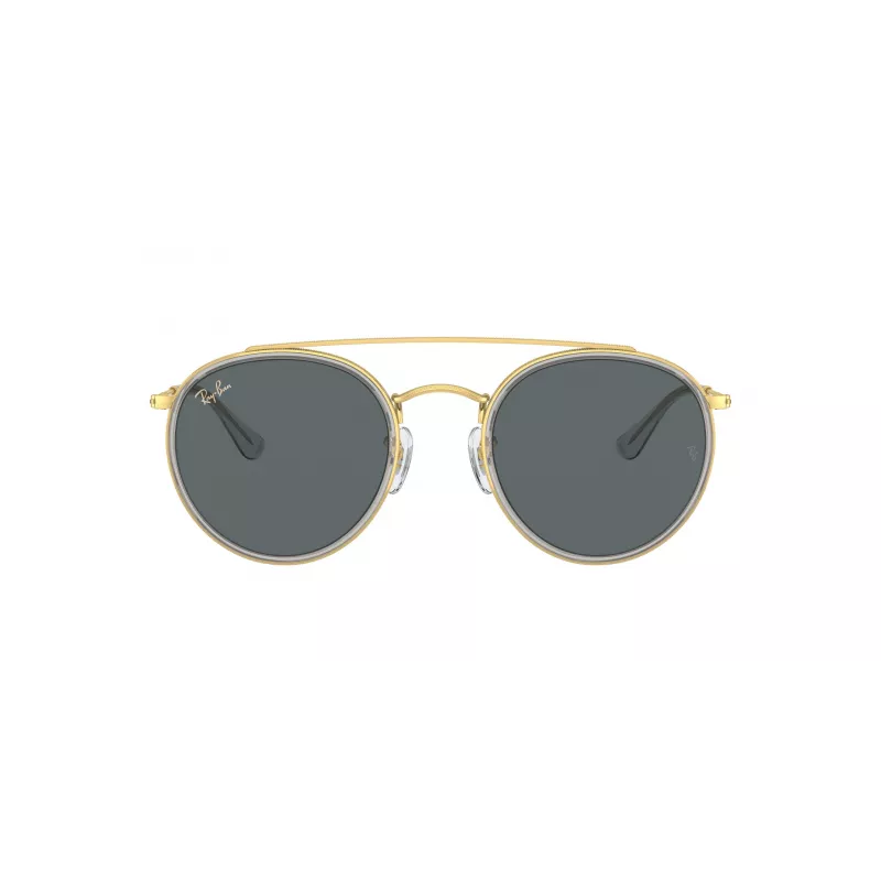 Ray-Ban RB3647N Round Double Bridge Sunglasses Copper Frame Light Blue Gradient Lens 51mm