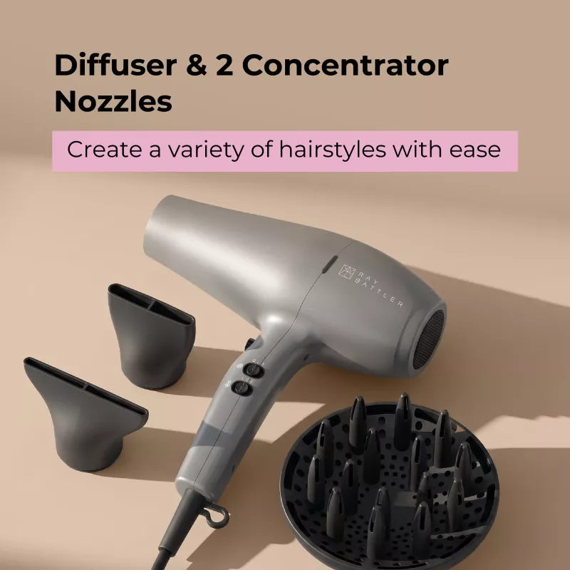 Ray Battler RB 0911 Hair Dryer HD-0911 - 2000W Ionic Ceramic with Cool Shot, Black
