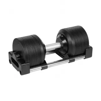 REBEL ACTIVE Adjustable Cast Iron Dumbbell 36 kg, 1 kg Increments, Automatic Dial System, Single Dumbbell, Black/Red