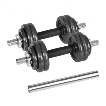 REBEL ACTIVE Adjustable Dumbbells in a Case 15 kg with a Bar