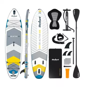 REBEL Active SUP Board RBA-4507-WH - Inflatable Stand Up Paddleboard 10'6 inch White/Blue