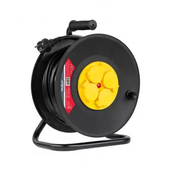 Rebel Extension Cable Reel 4 Outlets 50m IP44 Black/Yellow