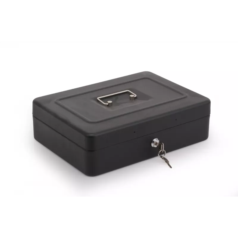 RED EAGLE BOX-300 Metal Cash Box with Key Lock, Black, Steel