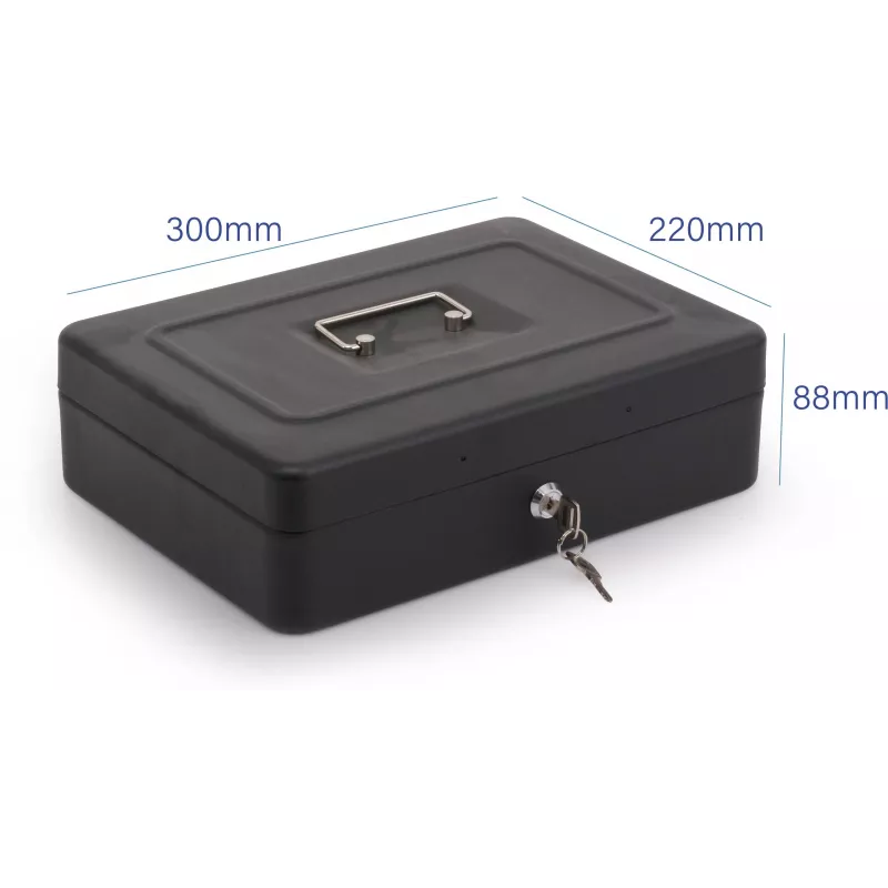 RED EAGLE BOX-300 Metal Cash Box with Key Lock, Black, Steel