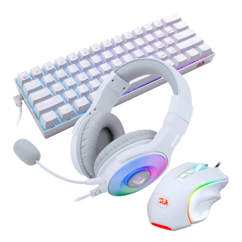 REDRAGON 3-in-1 Wired Gaming Combo Set - Keyboard, Mouse, Headset - White