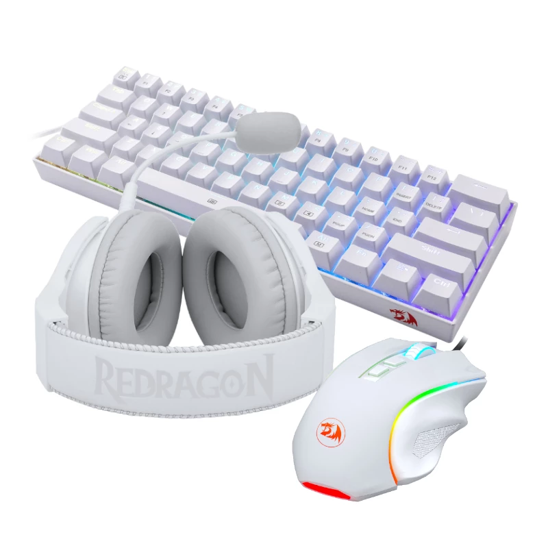 REDRAGON 3-in-1 Wired Gaming Combo Set - Keyboard, Mouse, Headset - White