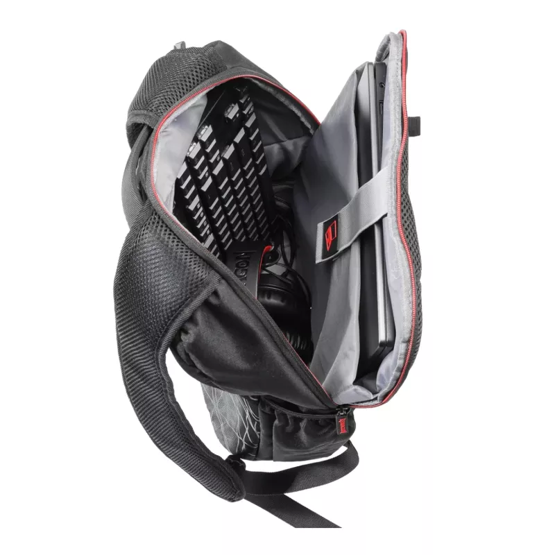 REDRAGON AENEAS 15 Gaming Backpack - Water-Resistant Polyester, Padded 15.6 inch Laptop Compartment, Black with Red Accents
