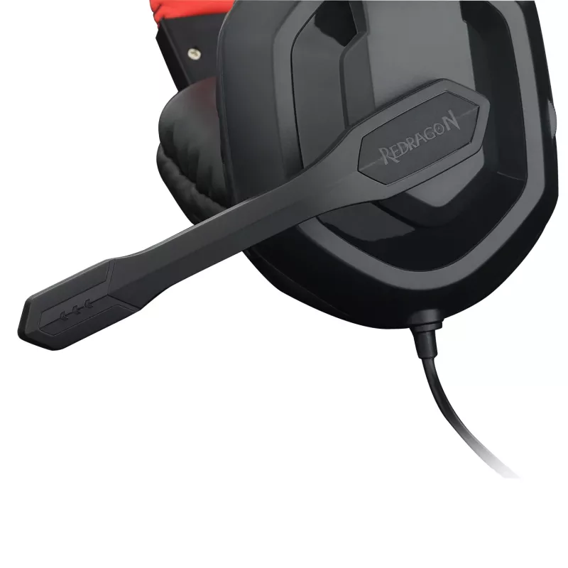 REDRAGON ARES Over-Ear Wired Gaming Headset with Red LED, Omnidirectional Boom Mic, 40mm Drivers, 3.5mm Jack, Black