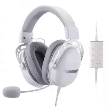 REDRAGON AURORA Over-Ear Gaming Headset - White (50mm Drivers, RGB LED, Detachable Mic)