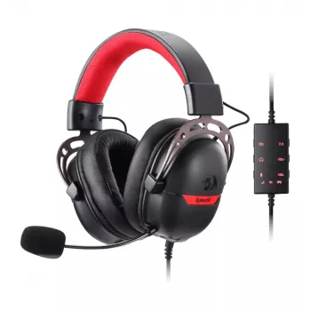 REDRAGON AURORA Over-Ear Gaming Headset with 50mm Drivers, RGB LED, Detachable Mic - Black