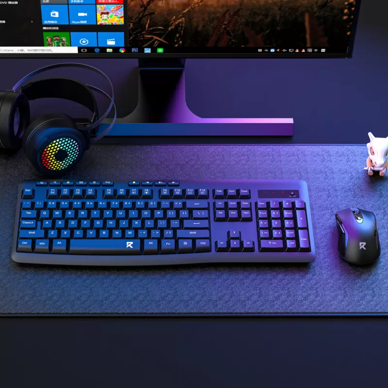 Redragon BS-7367-A Wireless Keyboard and Mouse Combo - Black, Full-Size Membrane, 2.4 GHz, Adjustable DPI