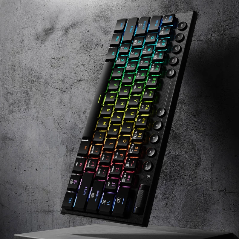 REDRAGON Horus Mini Pro 61-Key Tri-Mode Wireless RGB Low Profile Mechanical Gaming Keyboard - Black (Red Switch)