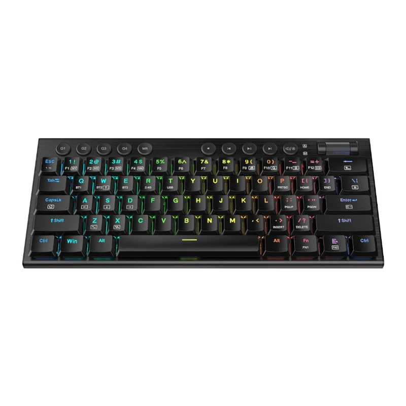 REDRAGON Horus Mini Pro 61-Key Tri-Mode Wireless RGB Low Profile Mechanical Gaming Keyboard - Black (Red Switch)