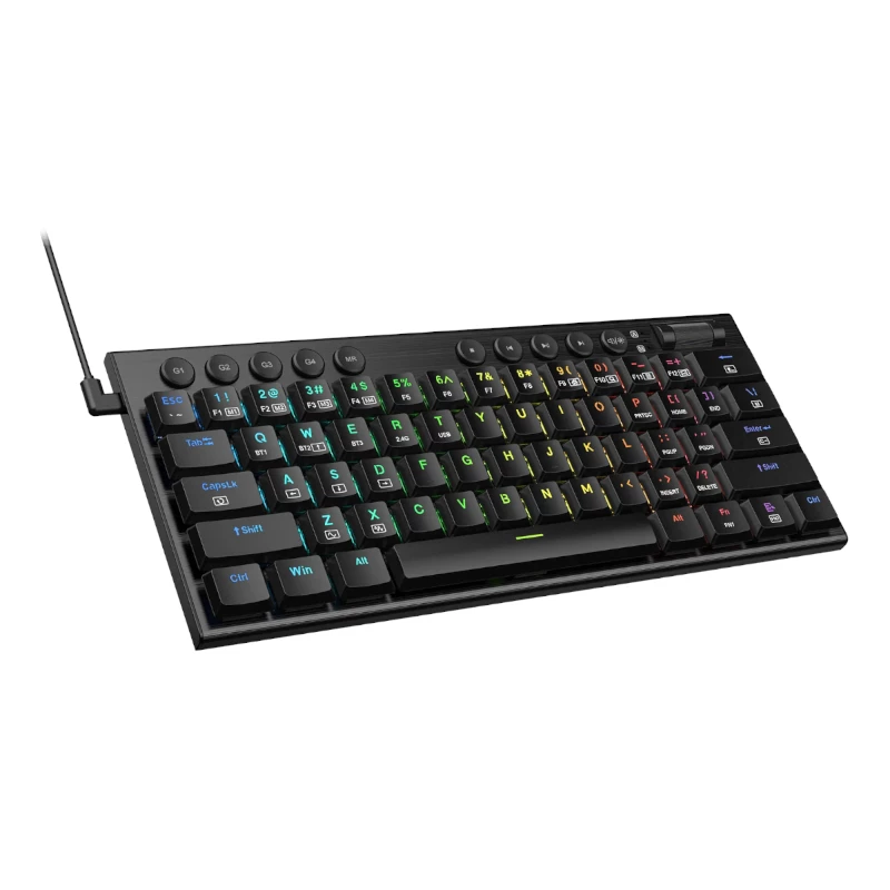 REDRAGON Horus Mini Pro 61-Key Tri-Mode Wireless RGB Low Profile Mechanical Gaming Keyboard - Black (Red Switch)
