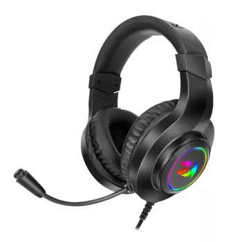 REDRAGON HYLAS H260RGB Over-Ear Gaming Headset with Detachable Microphone, 50mm Drivers, RGB Lighting, 3.5mm Audio + USB Power, Black