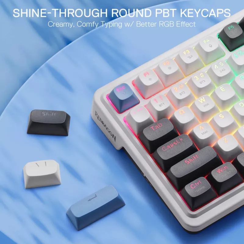 Redragon K719WGB GALATIN RGB PRO Full-Sized Wireless Mechanical Gaming Keyboard - White