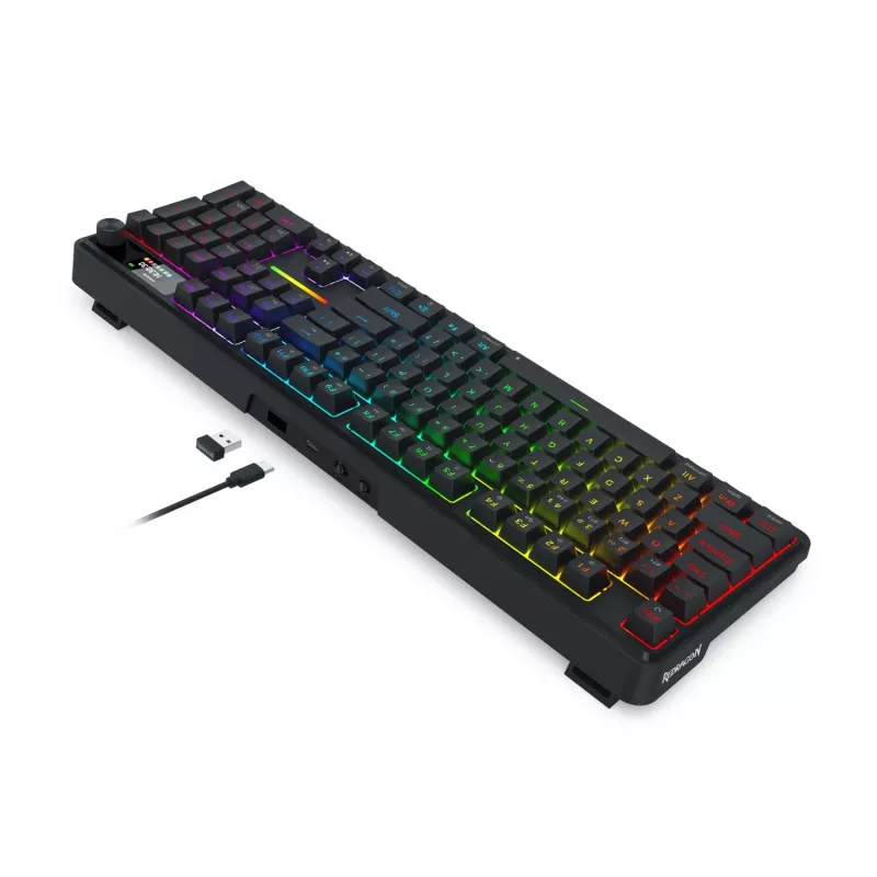 Redragon K762 TERRAFLARE PRO RGB Wireless Gasket Gaming Keyboard - 75% 82 Keys, Tri-Mode, Hot-Swappable, Double-Shot PBT, Black