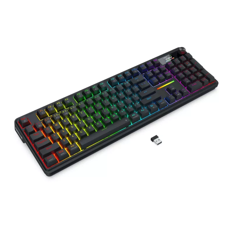 Redragon K762 TERRAFLARE PRO RGB Wireless Gasket Gaming Keyboard - 75% 82 Keys, Tri-Mode, Hot-Swappable, Double-Shot PBT, Black
